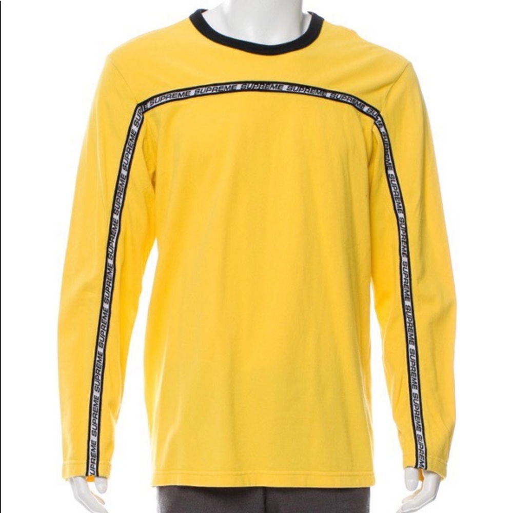 Supreme yellow tape logo l/s long sleeve shirt